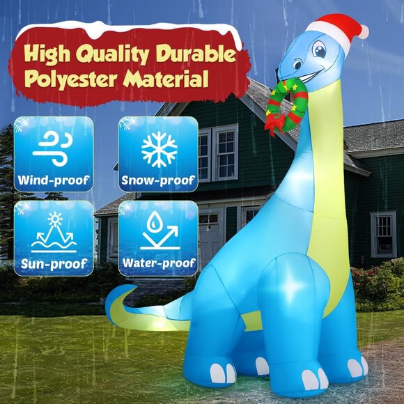 🆕12FT Christmas Inflatable Giant Dinosaur Blow Up Yard Outdoor Decoration - Picture 8 of 9